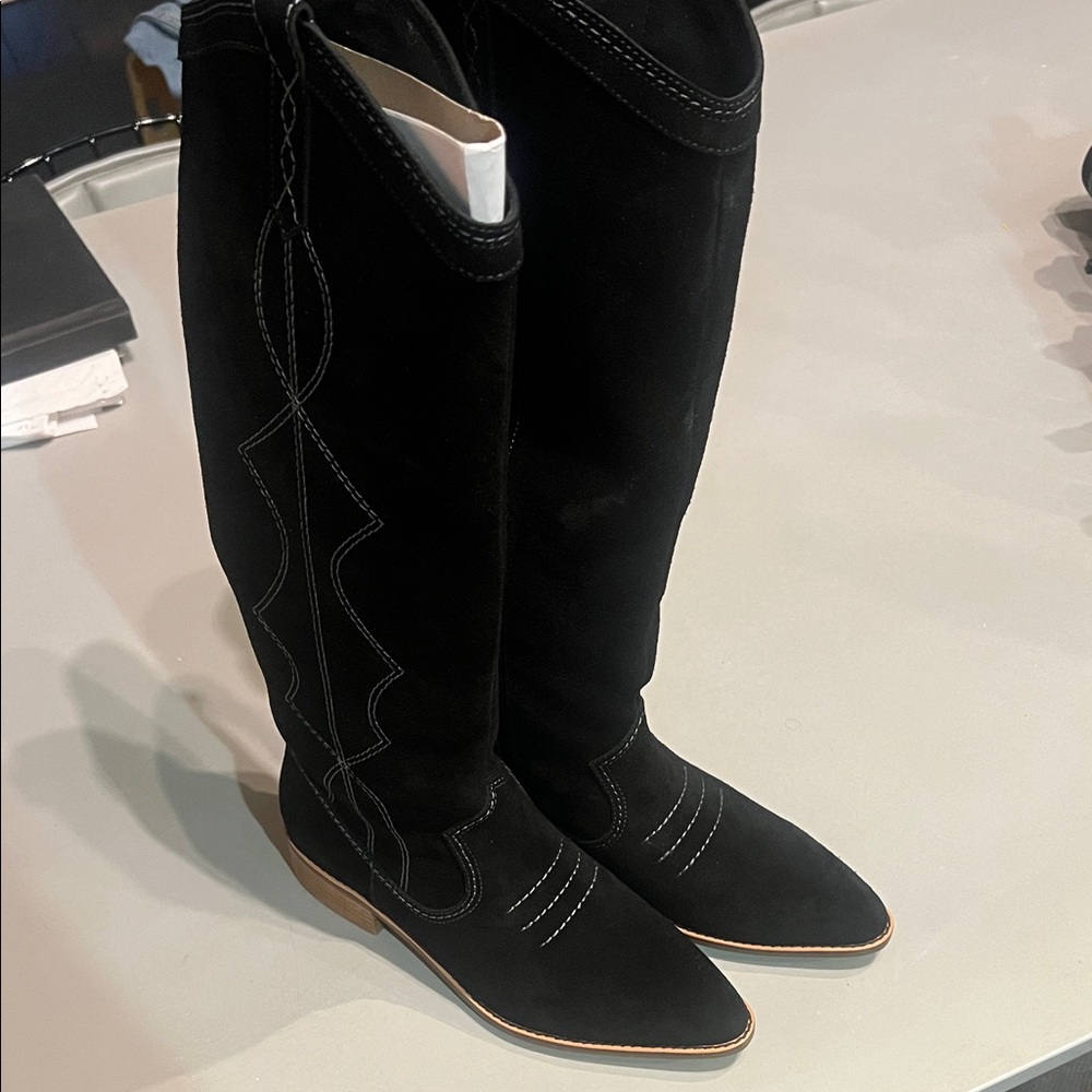 Kelsi DaggerBlack Suede High Western-Boots